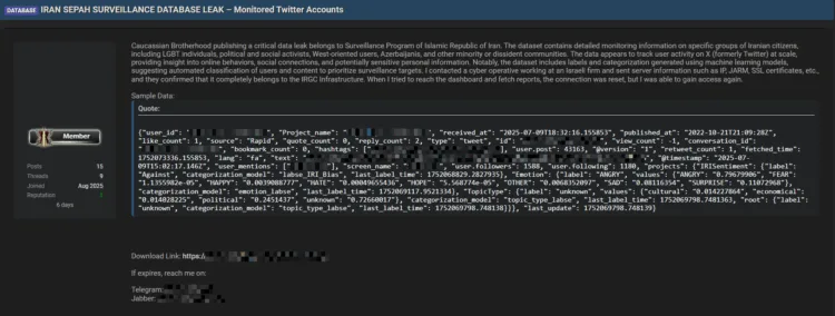 Iran’s IRGC Surveillance Database Allegedly Leaked – Exposing Monitoring of Activists