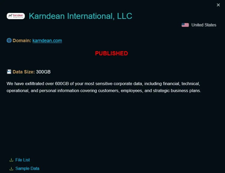 Karndean International LLC Allegedly Breached by Crypto24 Ransom Group