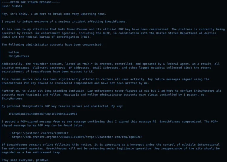 BreachForums confiscado y convertido en honeypot por las fuerzas del orden