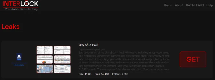 Interlock Ransomware Group Allegedly Breaches City of St. Paul – Leaking 43 GB of Data