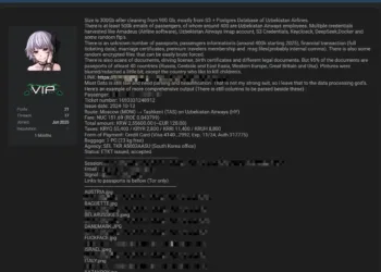Uzbekistan Airlines Allegedly Breached – Massive Cache of Passenger and Employee Data for Sale