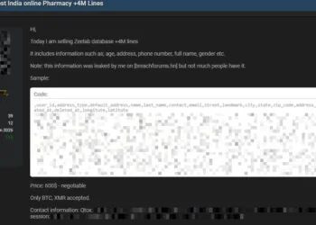 Indian Online Pharmacy Zeelab Allegedly Breached – Data of 4 Million Users for Sale