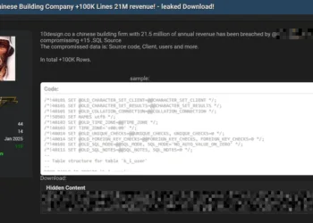 Architecture Firm 10DESIGN Allegedly Breached – Database Leaked