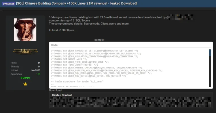 Architecture Firm 10DESIGN Allegedly Breached – Database Leaked