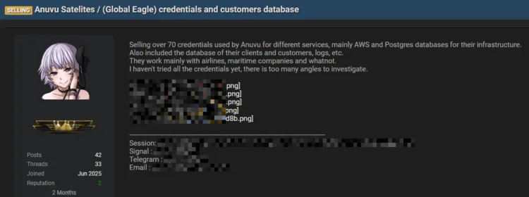 Anuvu (Global Eagle) Major Satellite Connectivity Provider Allegedly Breached