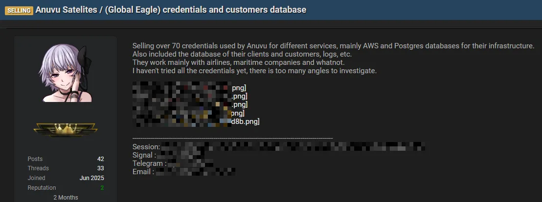 Anuvu (Global Eagle) Major Satellite Connectivity Provider Allegedly Breached