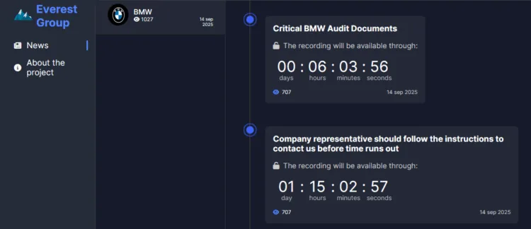 BMW Data Breach: Everest Ransomware Targets Audit Documents