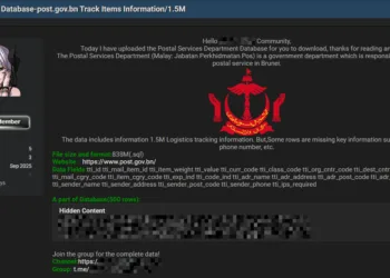 Brunei Postal Services Department Data Breach Exposes 1.5M Records