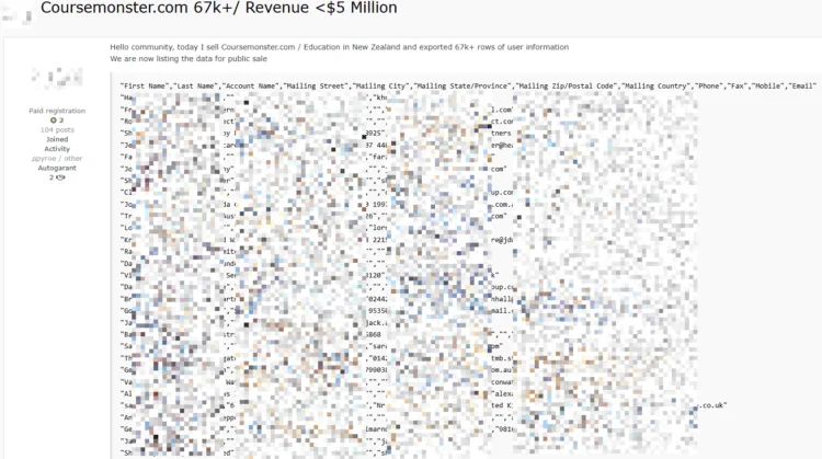 Coursemonster Data Breach Exposes Information of 67k Users