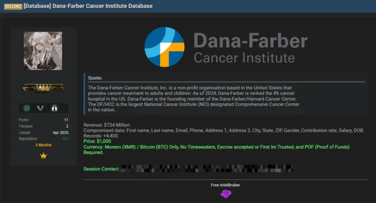 Dana-Farber Cancer Institute Targeted in Data Breach