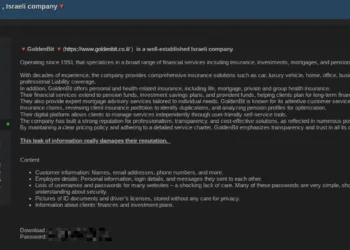 Data Leak Allegedly Hits Israeli Financial Firm GoldenBit