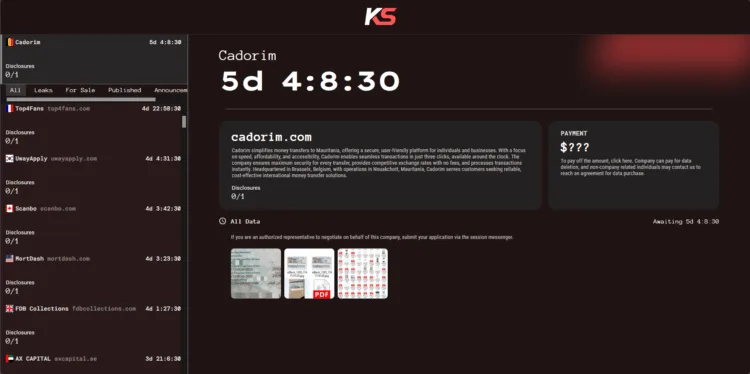 Killsec Ransomware Attack Hits Cadorim, Top4Fans, UwayApply, Scanbo, MortDash, FDB Collections, AX CAPITAL, VTK Legal, BEHCA, Fractalite, Rainwalk