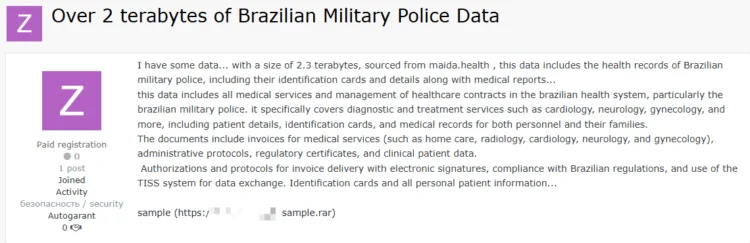 Maida.health Data Breach Exposes Brazilian Military Police Data