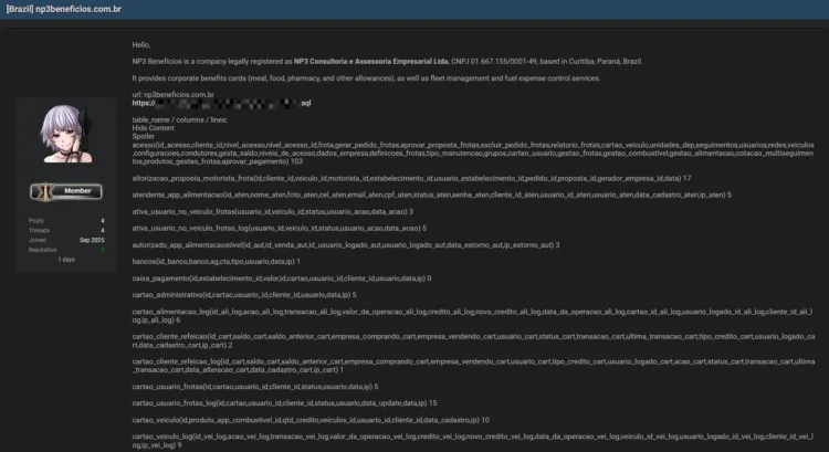 NP3 Benefícios Data Breach Exposes Customer and Driver Data