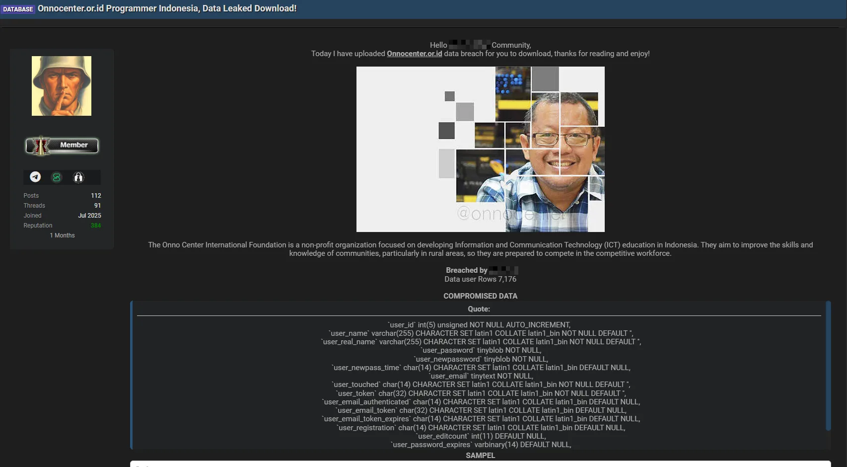 Indonesian Educational Non-Profit Onno Center Suffers Alleged Data Breach