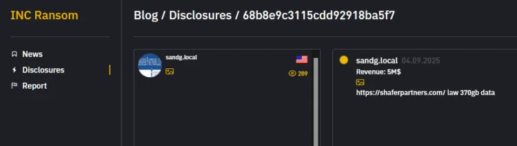 New York-Based Law Firm Shafer Partners Allegedly Targeted by INC Ransomware