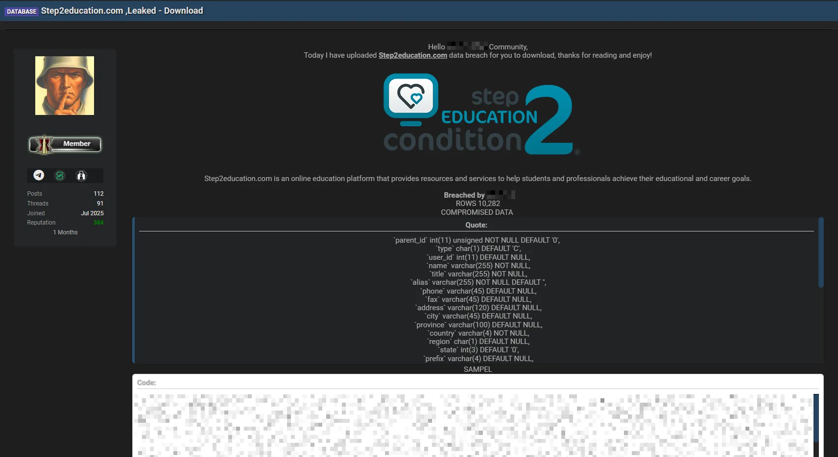 Canadian Education Platform Step2Education Allegedly Breached – Exposing Healthcare Client Data
