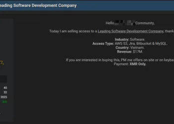 Vietnamese Software Firm Network Access for Sale on Dark Web