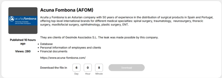 Acuna Fombona (AFOM) Targeted in Space Bears Ransomware Attack