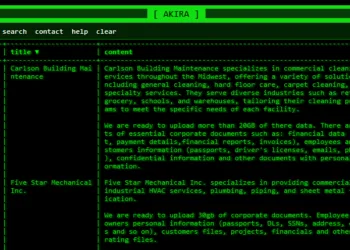 Akira Ransomware Group Claims Hits Carlson Building Maintenance and Five Star Mechanical Inc