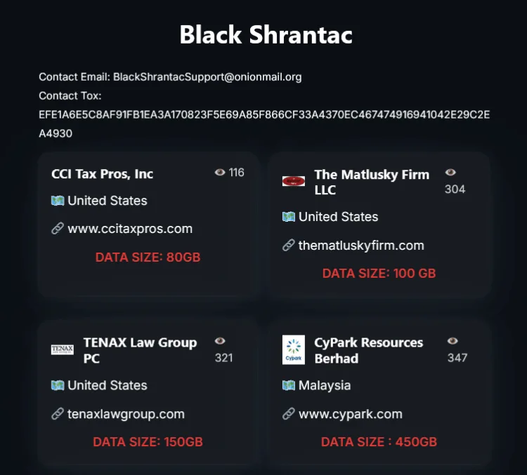Black Shrantac Hits CyPark, TENAX, Matlusky, and CCI Tax Pros