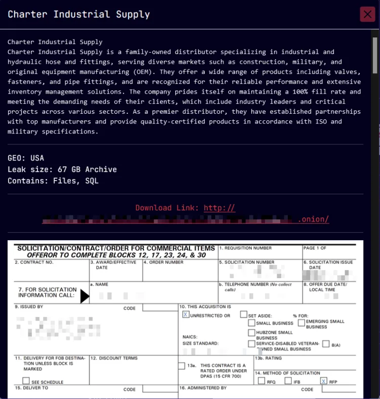Charter Industrial Supply Hit by Sarcoma Ransomware Attack
