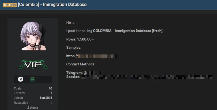 Data Breach Exposes Colombian Immigration Database Records