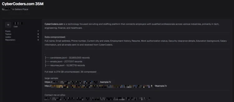CyberCoders Data Breach Exposes 32M Candidate Records