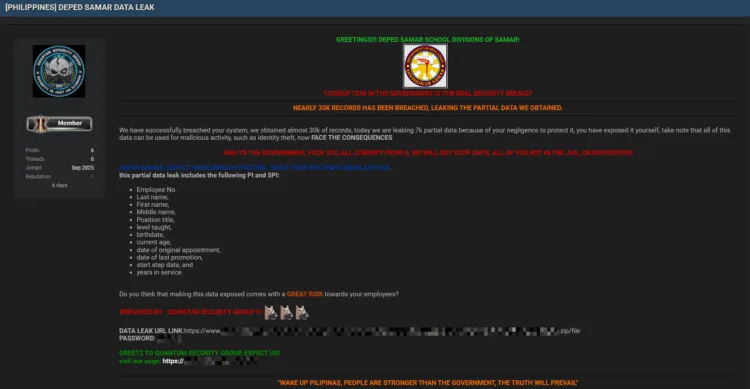 DepEd Samar Data Breach Exposes Teacher and Staff Information