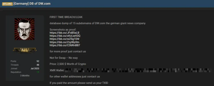 DW Data Breach: German News Giant’s Database For Sale