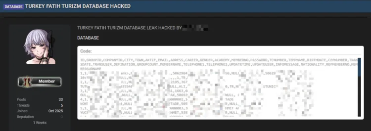 Fatih Turizm Database Leak Exposes Customer Information