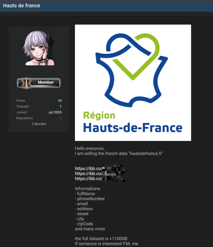 Région Hauts-de-France Suffers Massive 1.1TB Data Breach