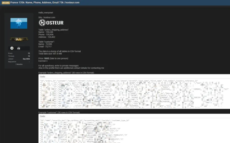 Hosteur Data Breach