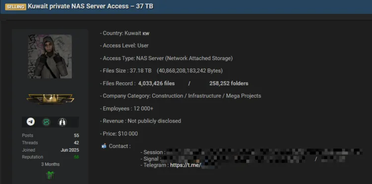 Kuwaiti Construction Firm Data Breach: 37TB for Sale