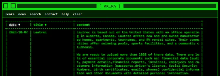 Lautrec Hit by Akira Ransomware