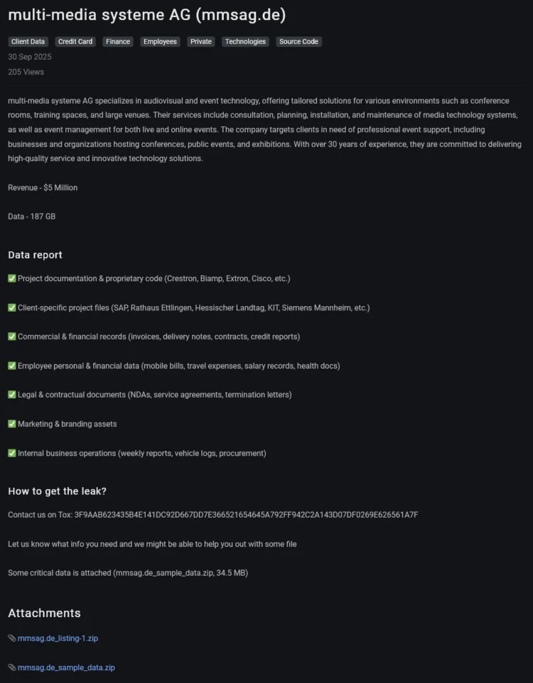 Multi-media systeme AG Hit by J Ransomware Group Data Breach