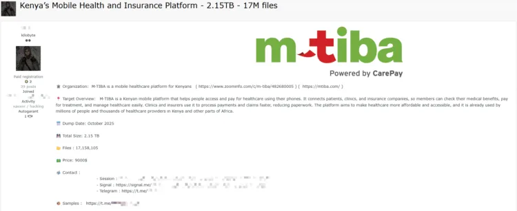 M-TIBA Data Breach Exposes Kenyan Healthcare Platform Data