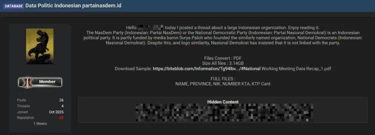 NasDem Party Data Breach Exposes Indonesian Political Data
