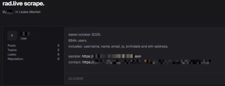 Rad TV Data Breach Exposes 884k Users