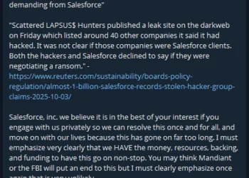 Salesforce Rejects Ransom Demand from Scattered LAPSUS$ Group