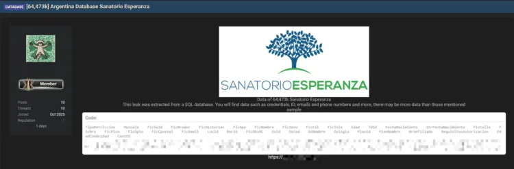 Sanatorio Esperanza Suffers Significant Data Breach