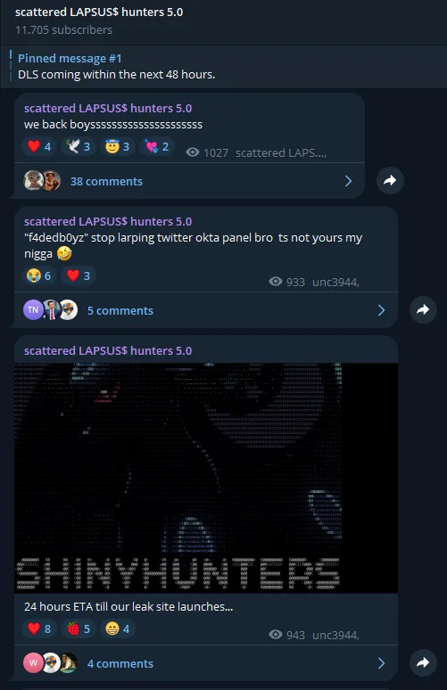 Scattered LAPSUS$ Hunters Telegram Channel, Linked to ShinyHunters and Scattered Spider, Resurfaces