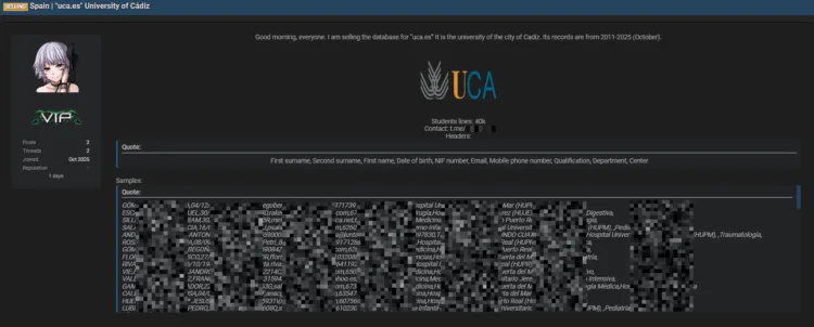 University of Cádiz (UCA) Data Breach Exposes Student Info