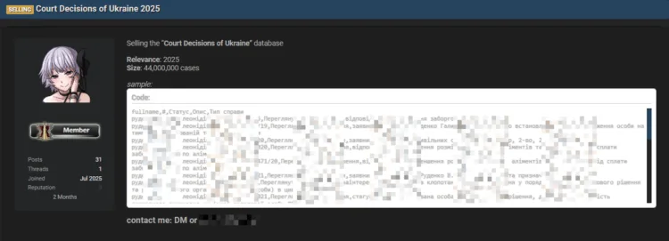 Court Decisions of Ukraine Database Breach Hits 44M Cases