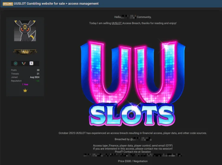 UUSLOT Gambling Website Data Breach Exposes Player Data