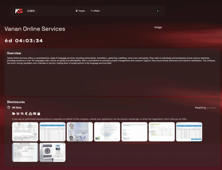 Vanan Online Services Hit by KillSec Ransomware Attack