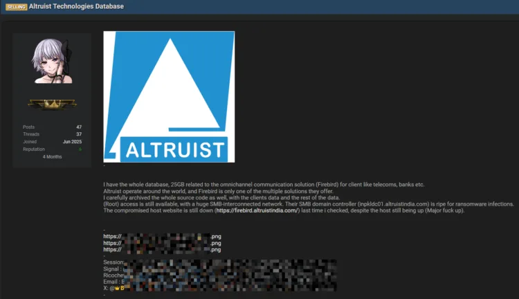 Altruist Technologies Data Breach Exposes 25GB Database