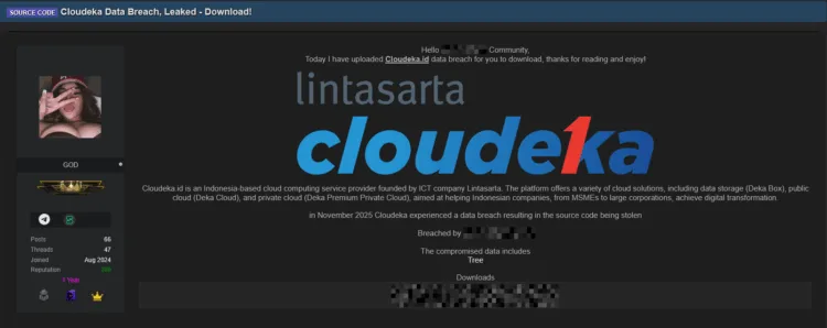 Cloudeka Allegedly Breached with Source Code and System Files Stolen