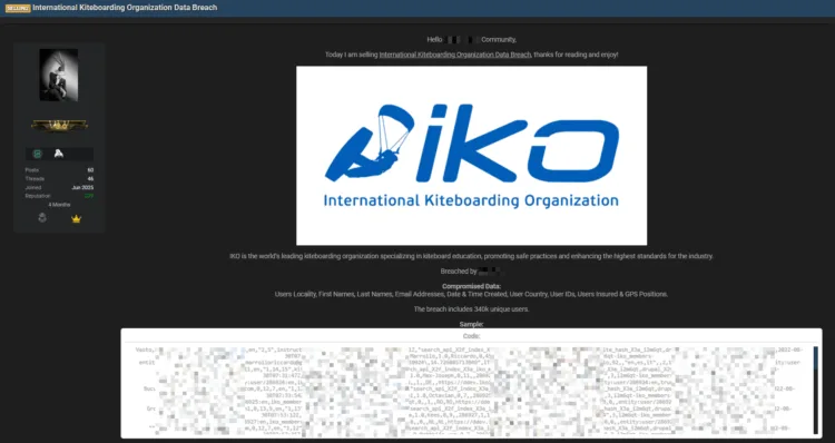 International Kiteboarding Organization Data Breach Hits 340k Users