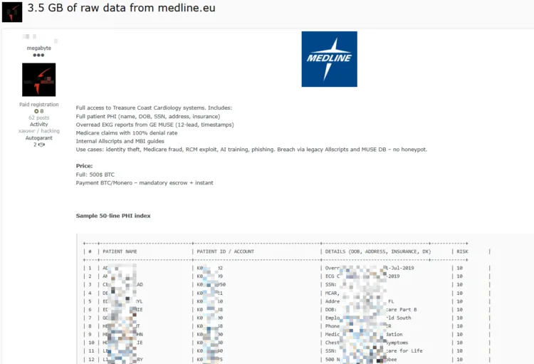 Healthcare Data Breach Targets Medline Europe and Treasure Coast Cardiology